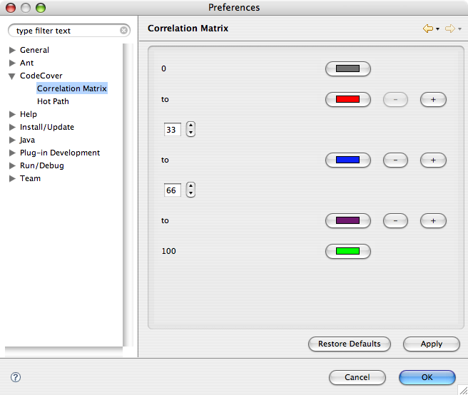 Correlation Matrix Preferences