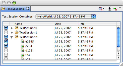 Test Session View Screenshot