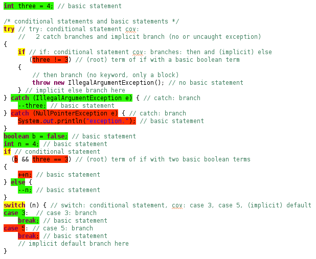 Screenshot of highlighting conditional